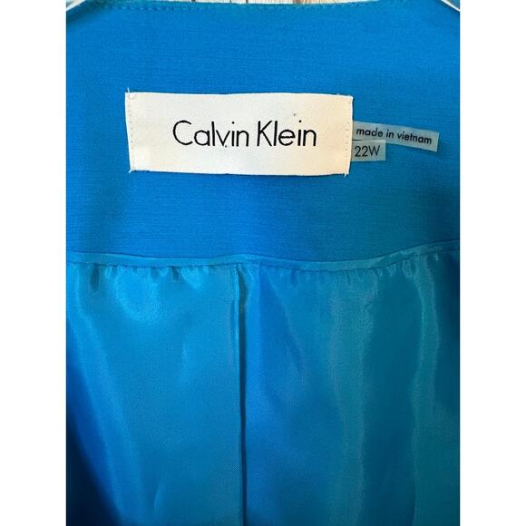 Calvin Klein Women's Blue Collarless Zip Front Cotton Poly Blazer Plus Size 22W - Picture 5 of 8